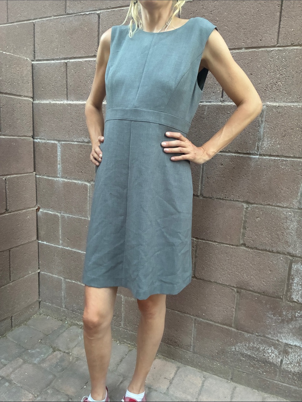 Halogen Slate Mini Shift Dress with pockets
